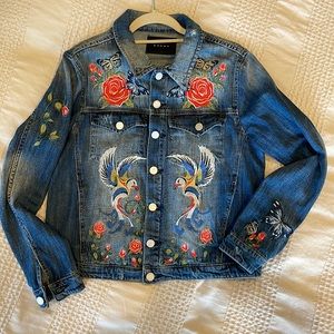 Blank NYC women’s embroidered jean jacket
